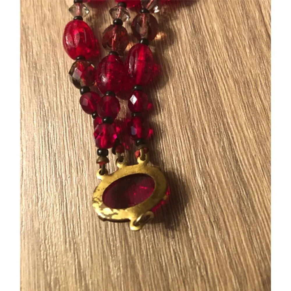 Dark red romantic goth/gothic 3 layers bracelet